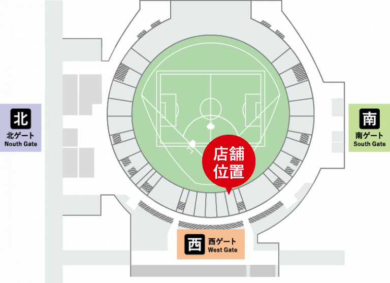肉の燦燦店舗位置（西ゲート側）